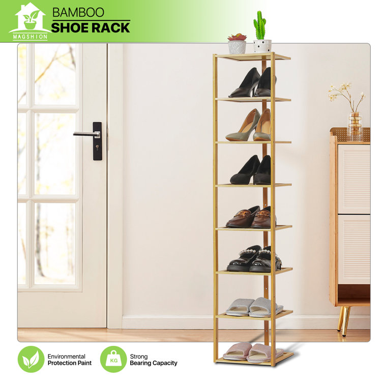 MoNiBloom 8 Tiers Corner Bamboo Shoe Rack Storage Shoes Stand 8